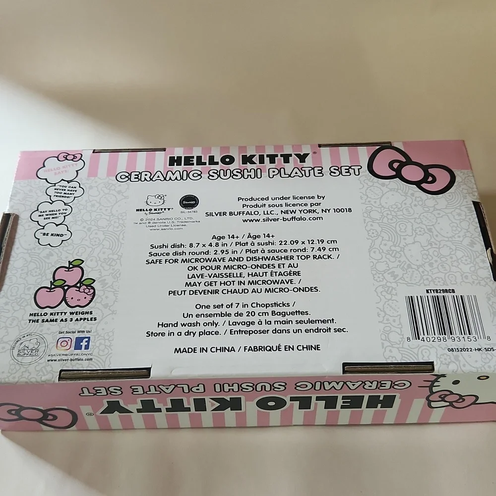 Hello Kitty Ceramic Sushi Plate Set NWT